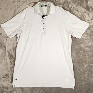 Greyson Polo Shirt Men's Large Blue Striped Golf Short Sleeve Kemps Stretch